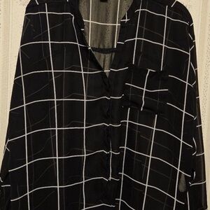 Old Navy Black and White Checkered Shirt